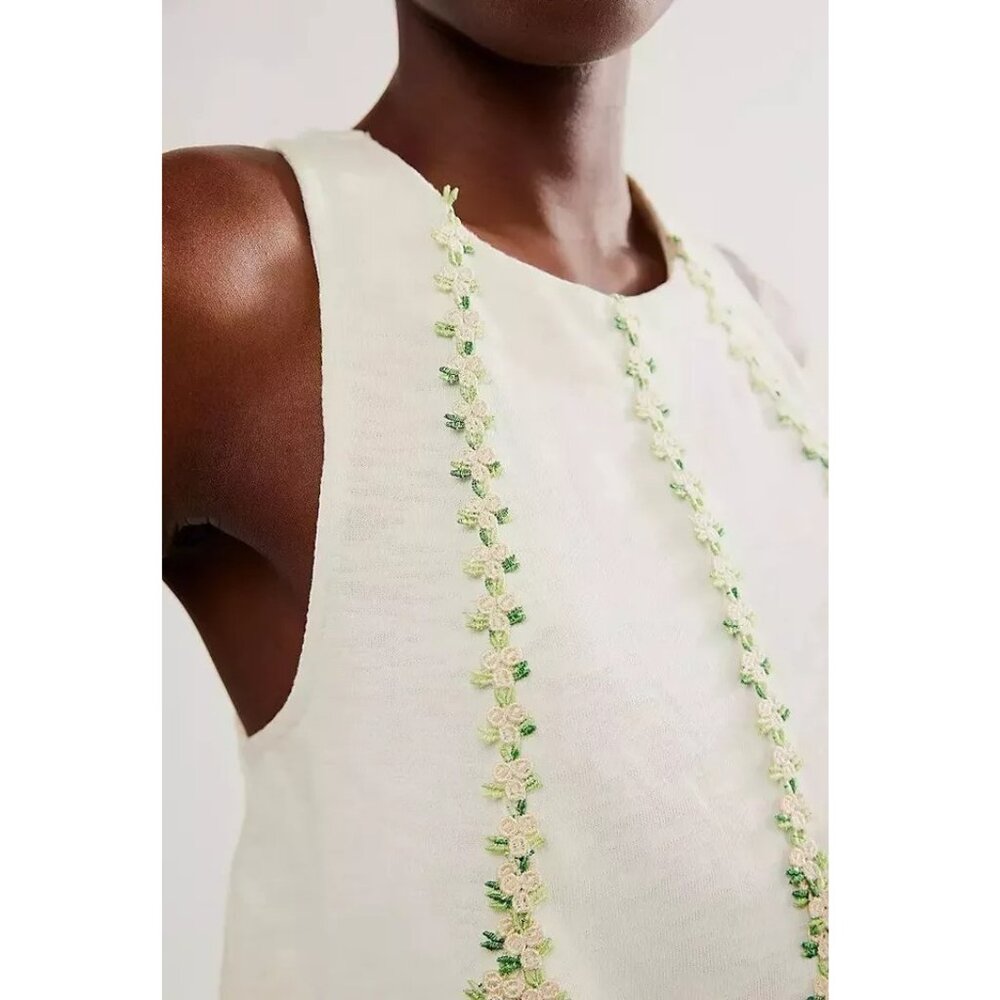 Free People Bandit Blouse Top Embroidered Soft Cotton Cutout Billowy S - Picture 3 of 8